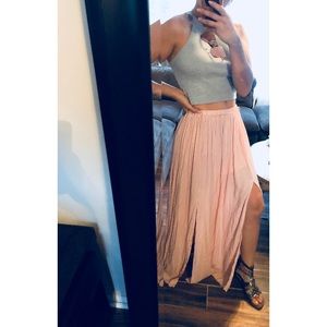 Pink maxi skirt w slits